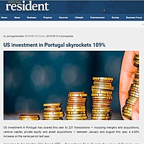 US investment in Portugal skyrockets 109%